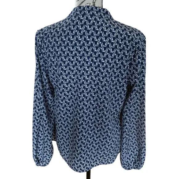 ✨ SHEIN Navy & White Geometric Print Blouse – Size Small ✨ - Picture 6 of 9
